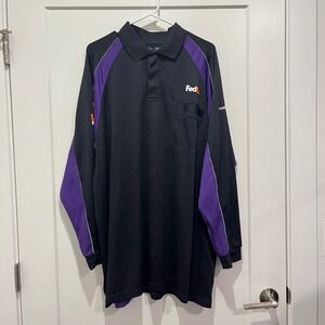 FedEx Stan Herman Long Sleeve Polo Shirt Mens 3XL Black Purple Uniform Delivery